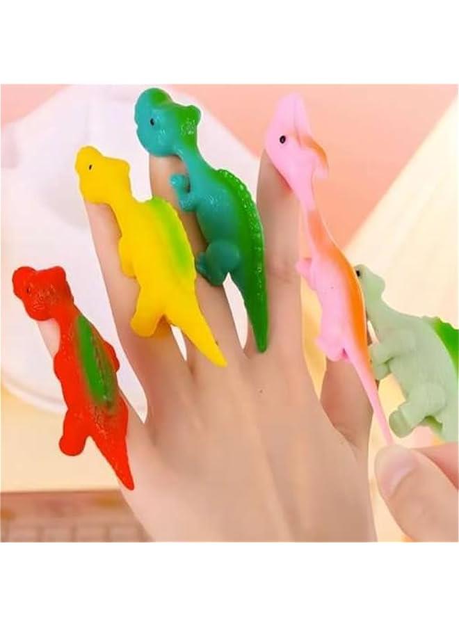 Signaturte Slingshot Dinosaur Finger Toys, Slingshot Dinosaur Finger Toys, Flick Stretchable Dino Catapult, Rubber Flying Dino Shooter Game, Exciting Flying Rubber Dinosaurs (30 Mix) - Image 5