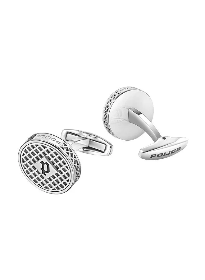 بوليس Net Full Stainless Steel Gents Cufflinks With Black P LogoPEAGC0022904