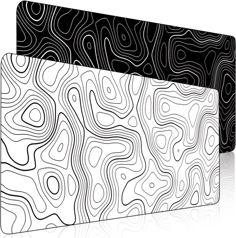Bluejw Large Gaming Mouse Pad with Topographic Contour, Glass Surface Desk Mat for Keyboard & Computer, Protector Pad, Office Desk Accessories - Image 2