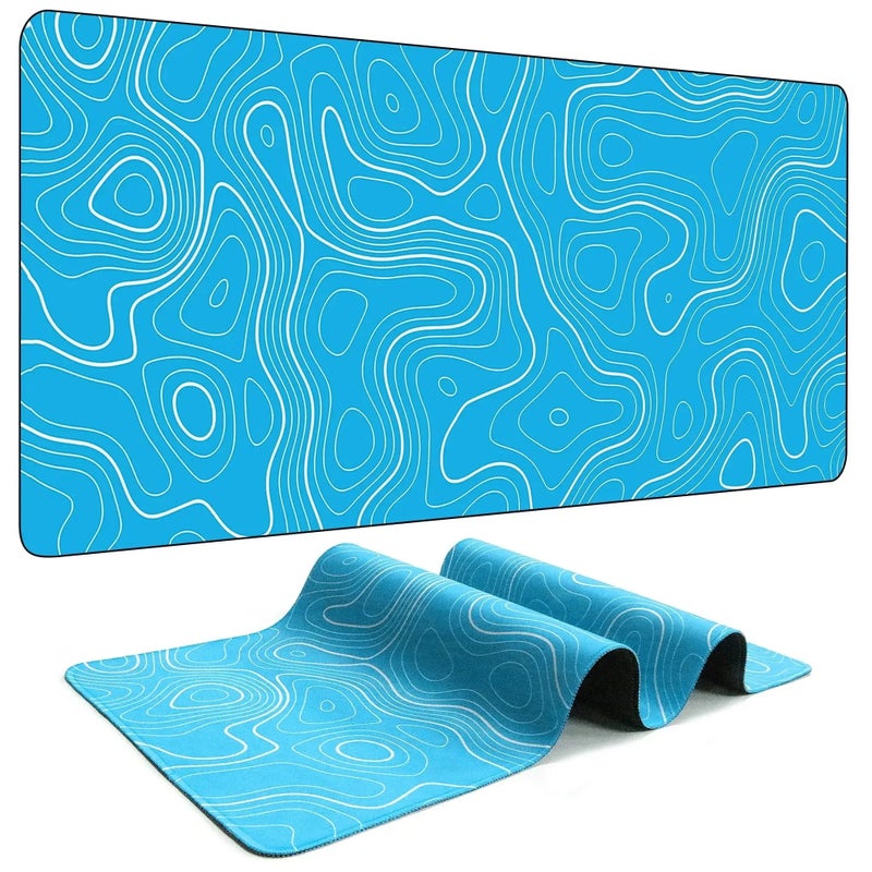 Bluejw Large Gaming Mouse Pad with Topographic Contour, Glass Surface Desk Mat for Keyboard & Computer, Protector Pad, Office Desk Accessories - Image 4