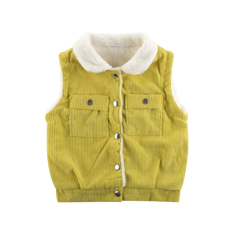 2024 Boys Spring Vest Lamb Fleece Warm Baby Top YR238 yellow  - Image 1