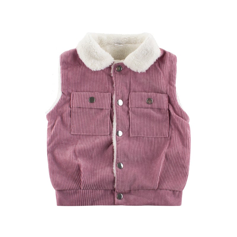 2024 Boys Spring Vest Lamb Fleece Warm Baby Top YR238 yellow  - Image 3