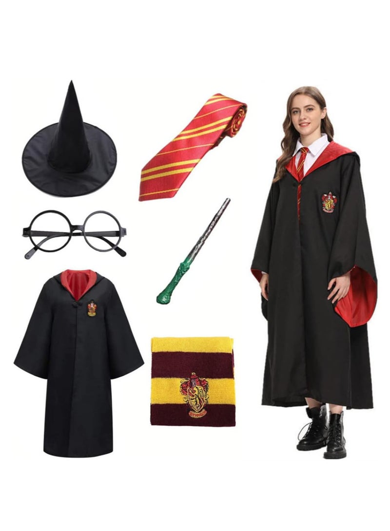 متوافق مع مجموعة أداء هاري بوتر كوس المكونة من 6 قطع، زي هاري بوتر جريفندور الفاخر للأطفال مع وشاح ربطة عنق، زي لمحبي هاري بوتر، إكسسوار هدايا تنكرية - XXL - Image 1