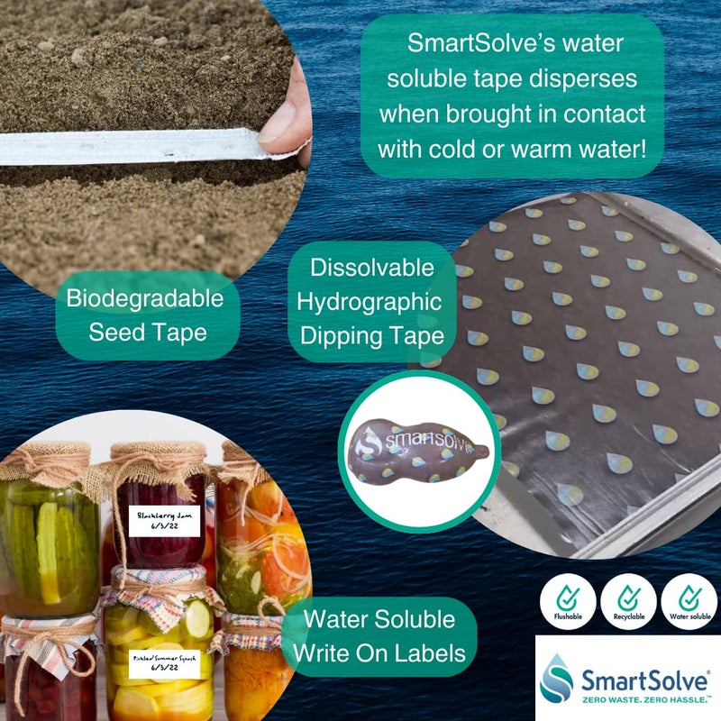 SmartSolve Water-Soluble Tape | 1â€ x 30 Yards | Dissolves Quickly in Water | Self Adhesive | Mask for Hydrographics & Double Dipping | Crafts & Labels | Biodegradable | Eco-Friendly - Image 4