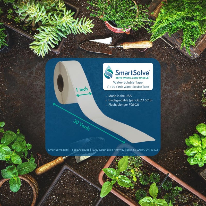SmartSolve Water-Soluble Tape | 1â€ x 30 Yards | Dissolves Quickly in Water | Self Adhesive | Mask for Hydrographics & Double Dipping | Crafts & Labels | Biodegradable | Eco-Friendly - Image 2
