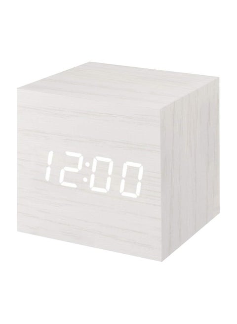 Digital Alarm Clock Wooden LED Light Multifunctional Modern Cube Displays Date Temperature for Home Office Travel