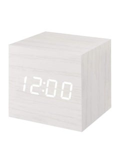 Organized Home Digital Alarm Clock Wooden LED Light Multifunctional Modern Cube Displays Date Temperature for Home Office Travel  - Image 1
