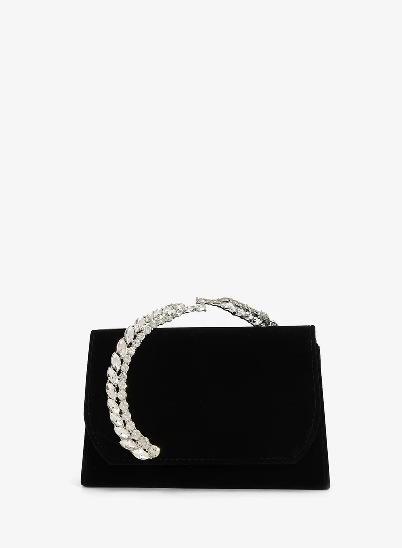 Khizana Silver Rhinestone Diamonte  Embellished Clutch