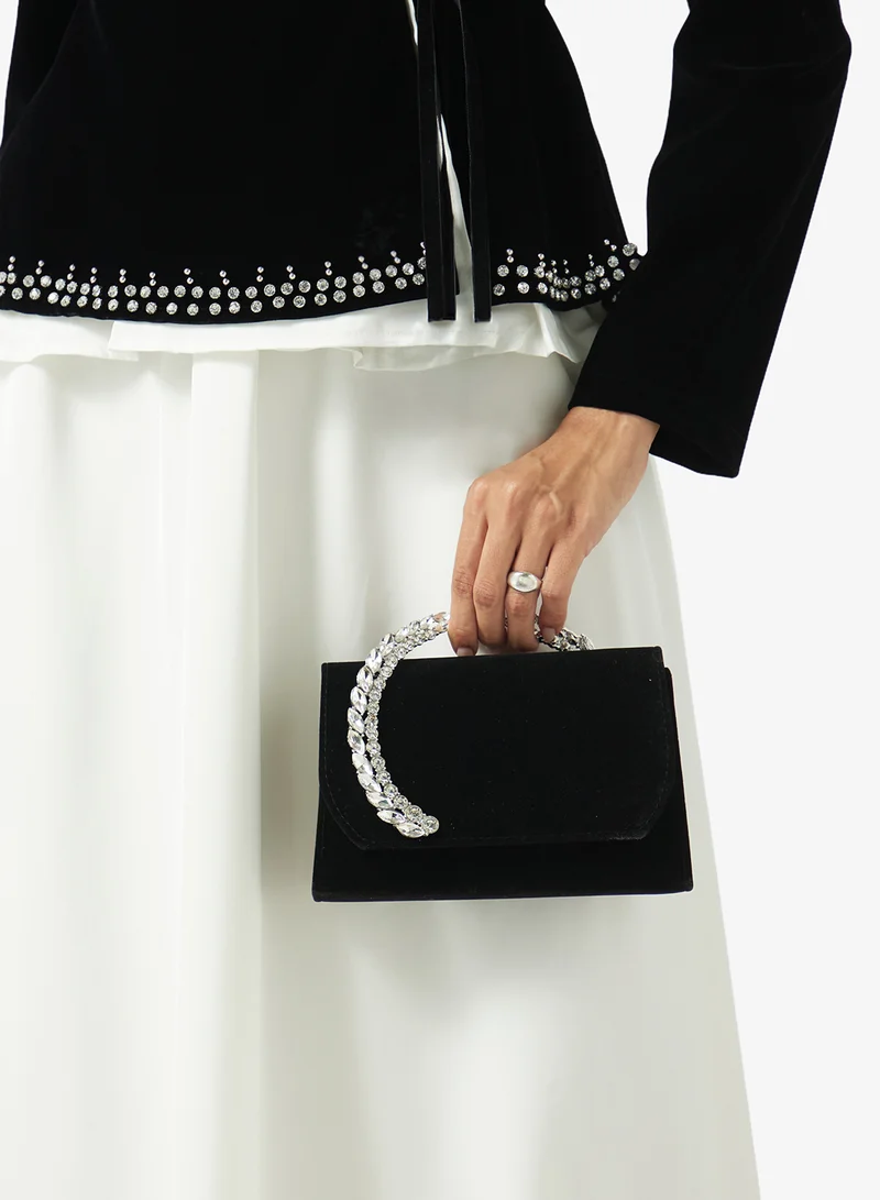 Khizana  Silver Rhinestone Diamonte  Embellished Clutch for Women | Best Price UAE