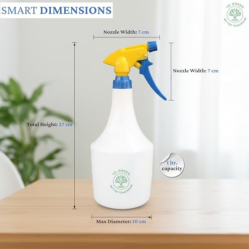 Yo Green Multipurpose Sprayer Hand Powered Water Spray Bottle for Gardening Sanitising Car & Bike Wash Home & Garden — Heavy-Duty Pesticide/Fertilizer/Mist Pump, Adjustable Nozzle (White 1 Liter) - Image 3