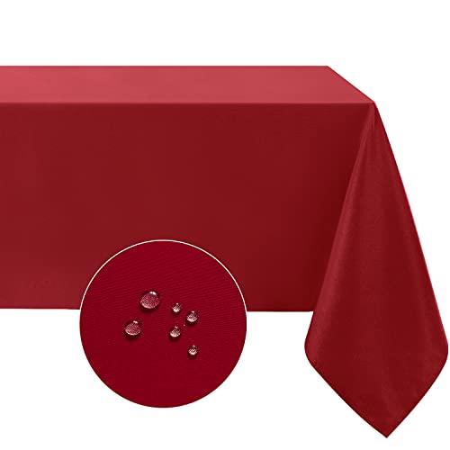 Softalker Rectangle Tablecloth, Waterproof & Stain Resistant Table Cloths Wrinkle Free Fabric Washable 210GSM Polyester Table Cover for Dining/Party/Outdoor - 60 x 84 inch,Red - Image 1