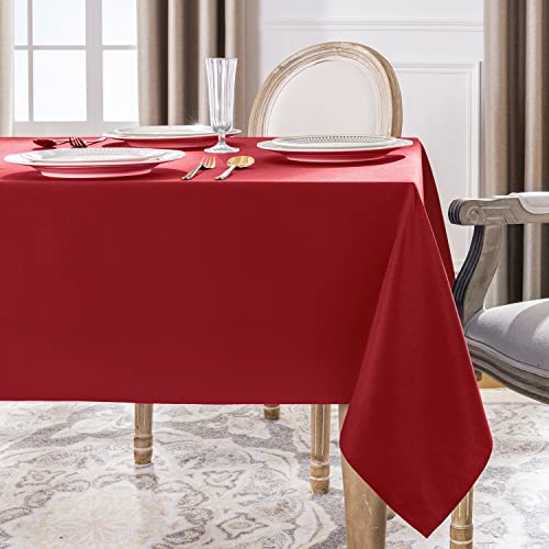 Softalker Rectangle Tablecloth, Waterproof & Stain Resistant Table Cloths Wrinkle Free Fabric Washable 210GSM Polyester Table Cover for Dining/Party/Outdoor - 60 x 84 inch,Red - Image 3
