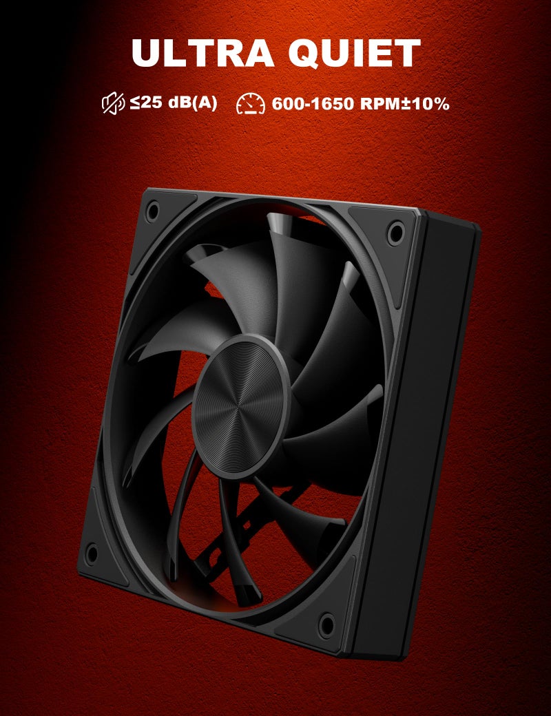 upHere 120mm Computer Case Fan with PWM 4-Pin Interface High Performance Cooling Low Noise for Enhanced PC Cooling Black U3K1 - Image 3