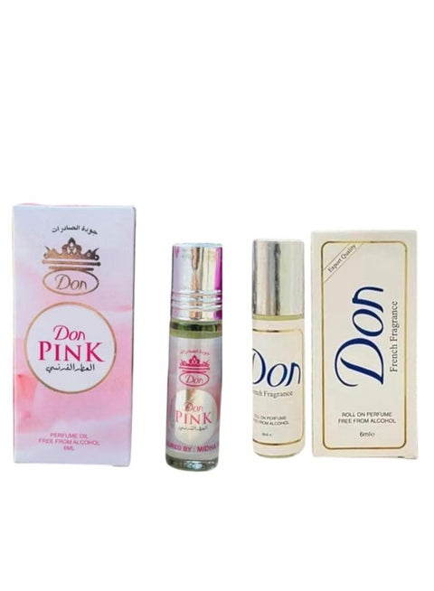 French Fragrance Roll On Perfume + Pink 6ml 2 Pcs