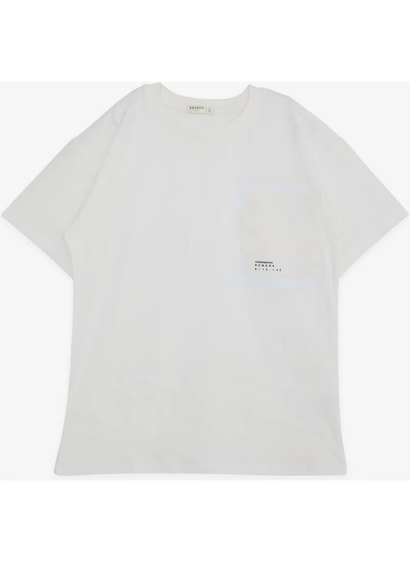 Breeze Girls & Boys Boy's T-Shirt with Pockets and Text Printed, Ages 9-14, Ecru