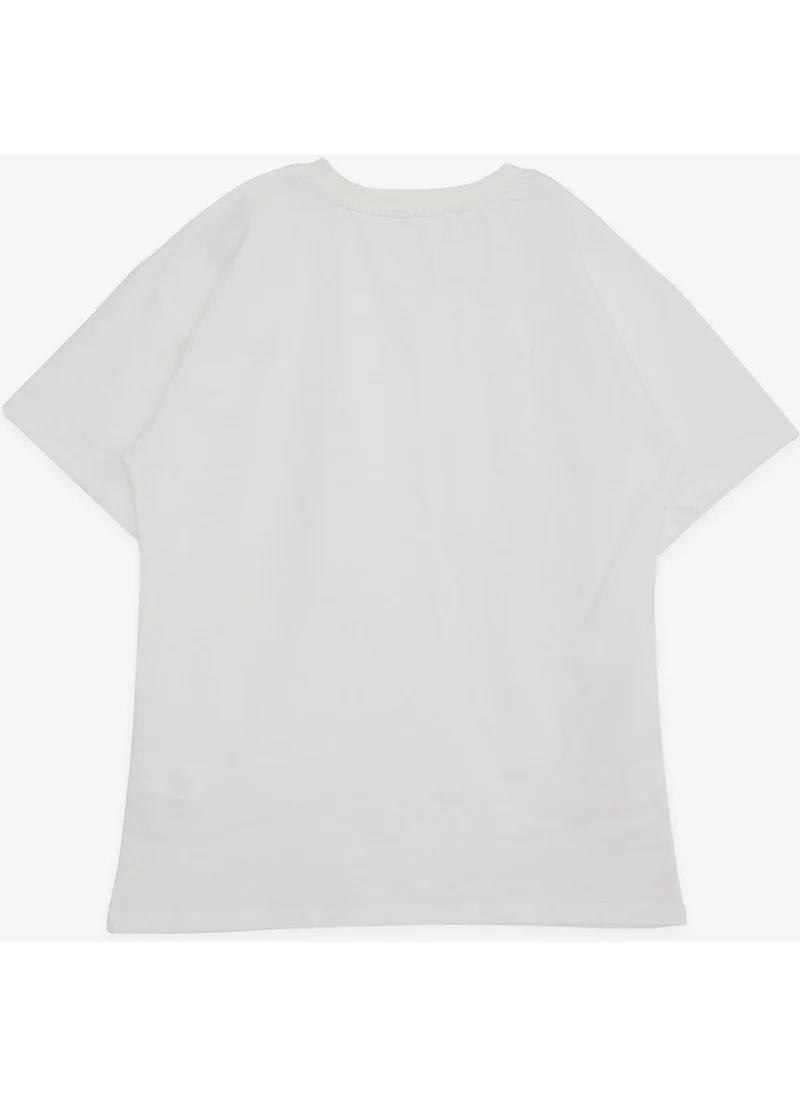 Breeze Girls & Boys Boy's T-Shirt with Pockets and Text Printed, Ages 9-14, Ecru