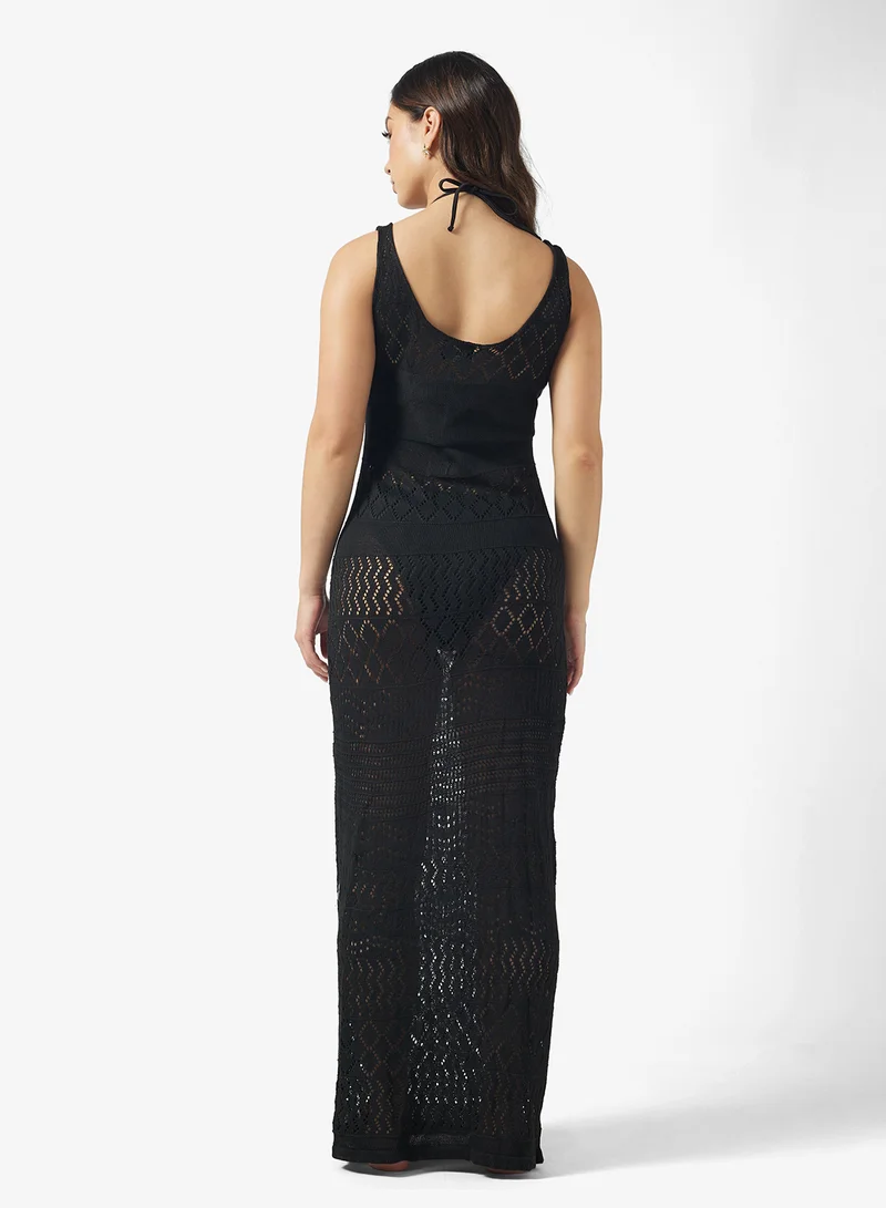 جينجر Crochet Cutout Detail Beach Dress