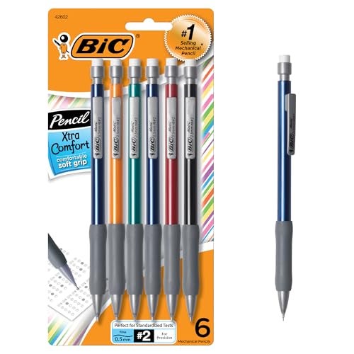 BIC Xtra Comfort Mechanical Pencils with Erasers, Fine Point (0.5mm), 6-Count Pack Mechanical Drafting Pencil Set - Image 1