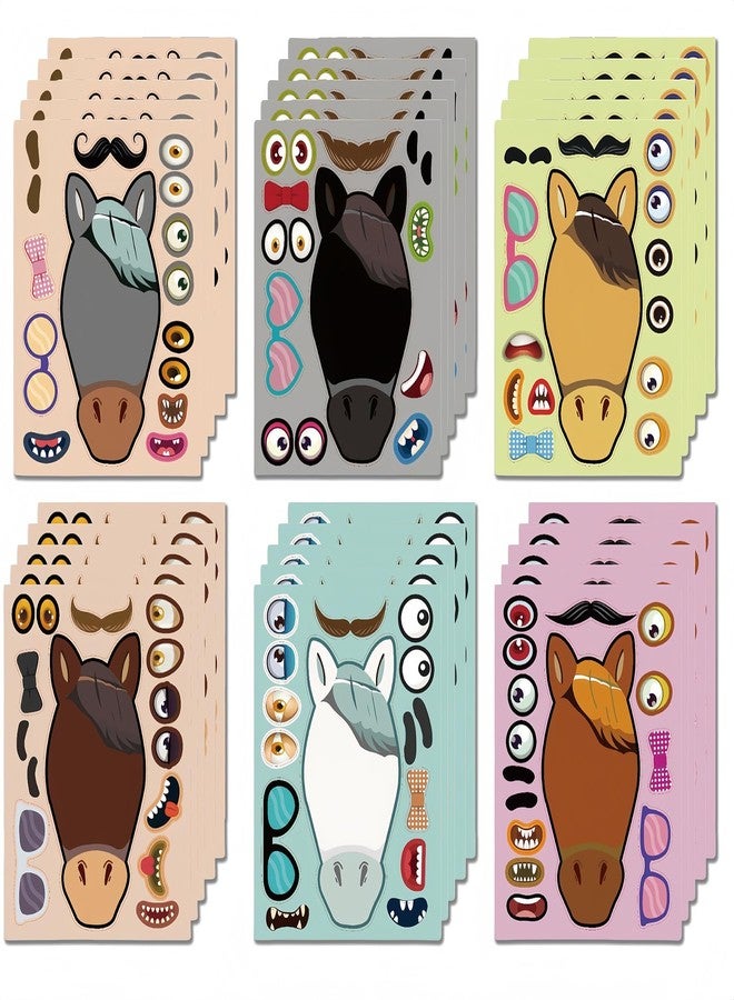 BBPOOL 36 Sheet Make a face Stickers for Kids, Boys Kids Birthday Party Favors Goodie Bag Stuffers (Horse) - Image 1