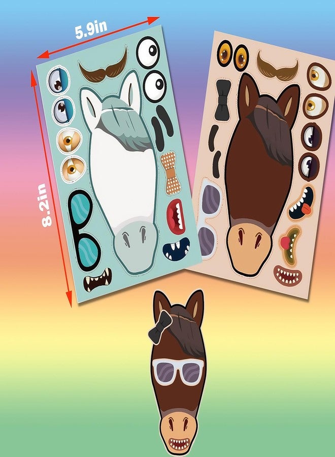BBPOOL 36 Sheet Make a face Stickers for Kids, Boys Kids Birthday Party Favors Goodie Bag Stuffers (Horse) - Image 3