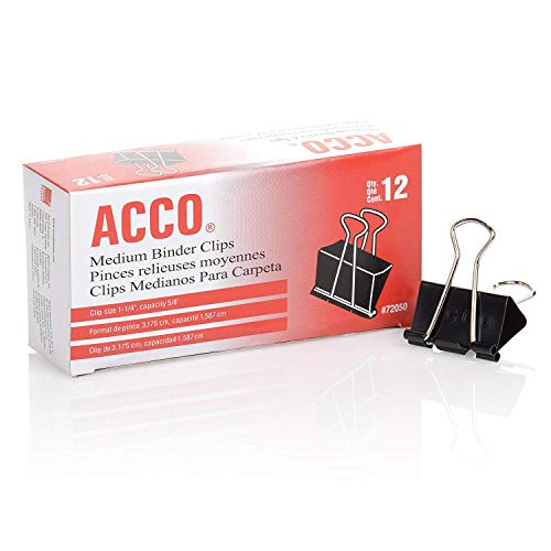 ACCO Binder Clips, Medium, 12/Box, 10 Boxes (120 Clips Total) (72050) - Image 2