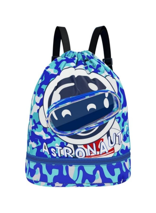 GGEROU حقيبة ظهر للسباحة للأطفال، حقيبة تخزين مقاومة للماء والفصل بين الجاف والرطب، حقيبة ظهر محمولة برباط، زرقاء - Image 1