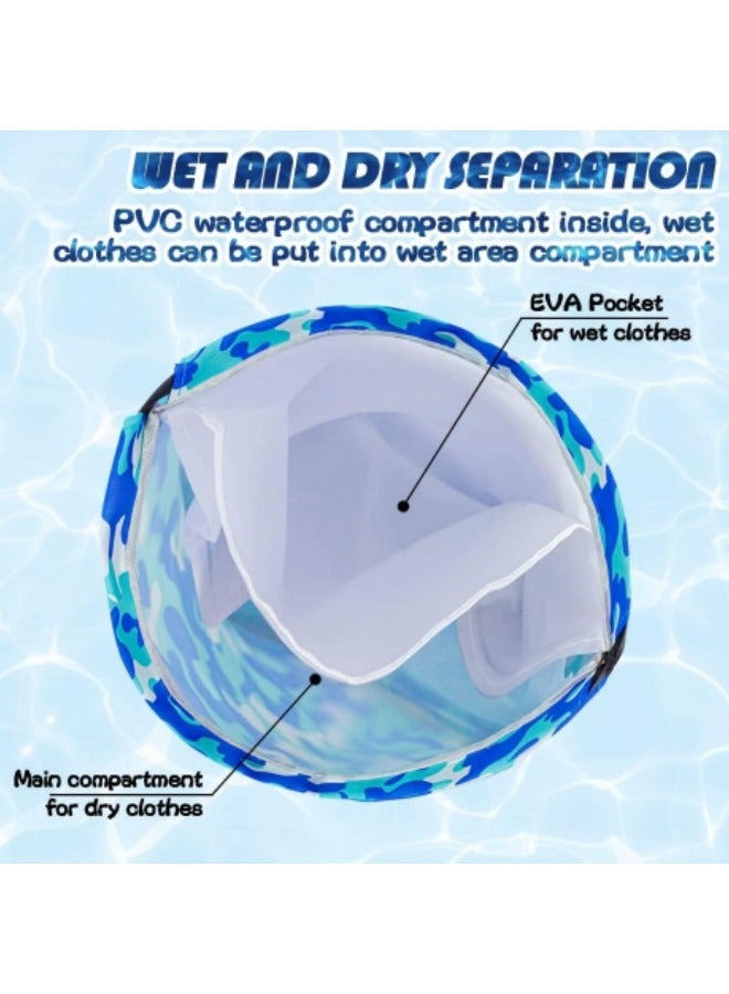 GGEROU حقيبة ظهر للسباحة للأطفال، حقيبة تخزين مقاومة للماء والفصل بين الجاف والرطب، حقيبة ظهر محمولة برباط، زرقاء - Image 3