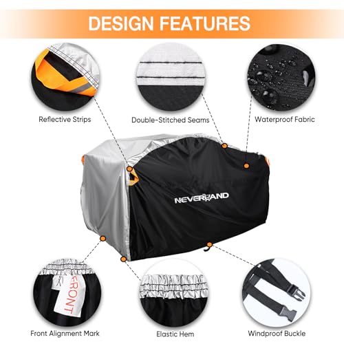 NEVERLAND Waterproof ATV Cover, Outdoor Heavy Duty Quad Cover Tear-Resistant 4 Wheeler Covers All Weather UV Protection for Polaris Sportsman Yamaha Honda Quad Bike (Silver & Black, XXXL) - Image 2