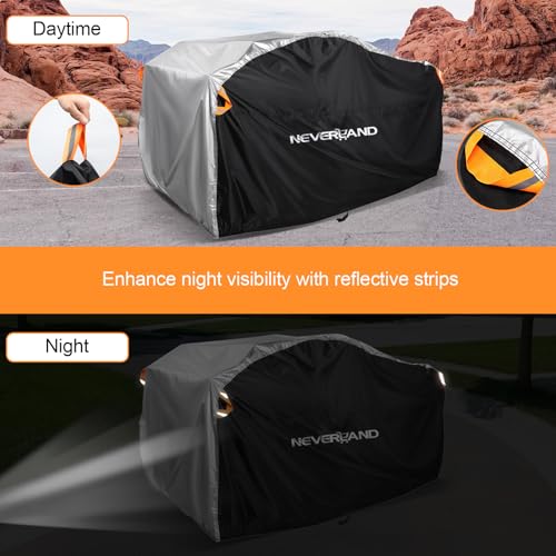 NEVERLAND Waterproof ATV Cover, Outdoor Heavy Duty Quad Cover Tear-Resistant 4 Wheeler Covers All Weather UV Protection for Polaris Sportsman Yamaha Honda Quad Bike (Silver & Black, XXXL) - Image 5