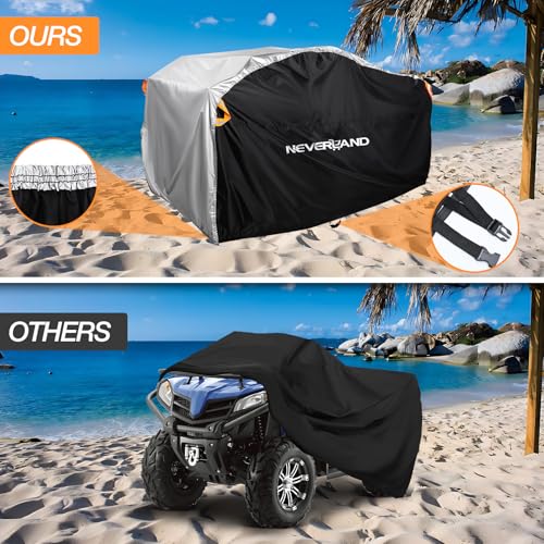 NEVERLAND Waterproof ATV Cover, Outdoor Heavy Duty Quad Cover Tear-Resistant 4 Wheeler Covers All Weather UV Protection for Polaris Sportsman Yamaha Honda Quad Bike (Silver & Black, XXXL) - Image 4
