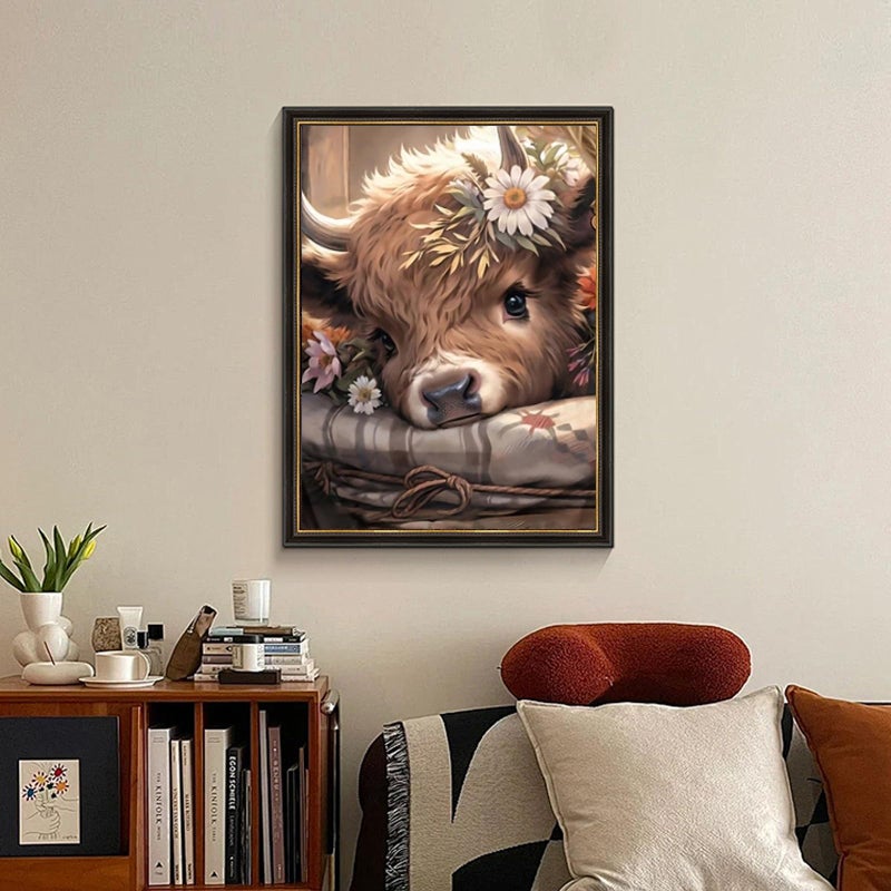 Fountor Cow Diamond Art Kits for Adults, Highland Cow Diamond Painting Kits for Adults Beginners, DIY 5D Diamond Painting with Round Gem Art Kits for Gift Home Wall Decor 12x16 Inch - Image 4