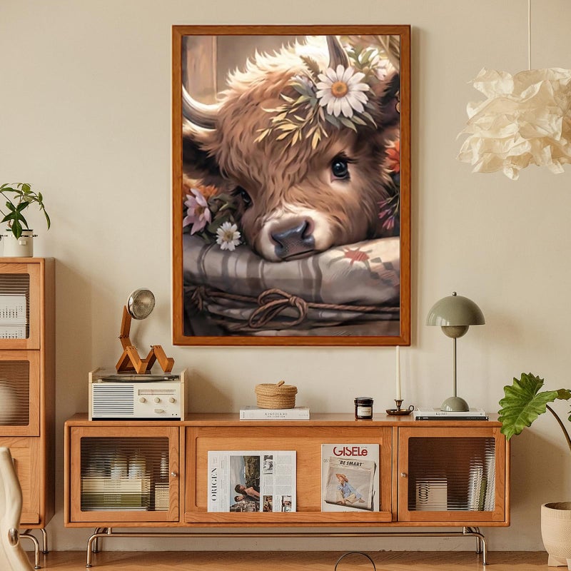 Fountor Cow Diamond Art Kits for Adults, Highland Cow Diamond Painting Kits for Adults Beginners, DIY 5D Diamond Painting with Round Gem Art Kits for Gift Home Wall Decor 12x16 Inch - Image 3