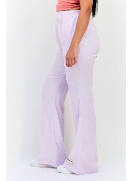 The Giving Movement Women Regular Fit Textured Crinkle Flared Pants, Lavender  - Image 2