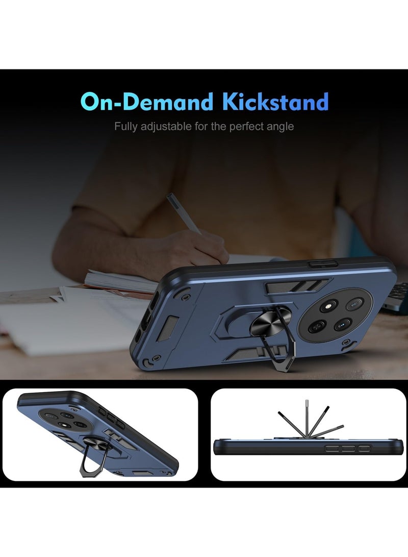 Honor X9c 5G Case Cover with  Kickstand ,Kickstand Shell Back Cover Scratch-Resistant Shock-Absorbing Protector Accessories, Kickstand Stand Magnetic Car Ring Holder Protection (Blue) - Image 2