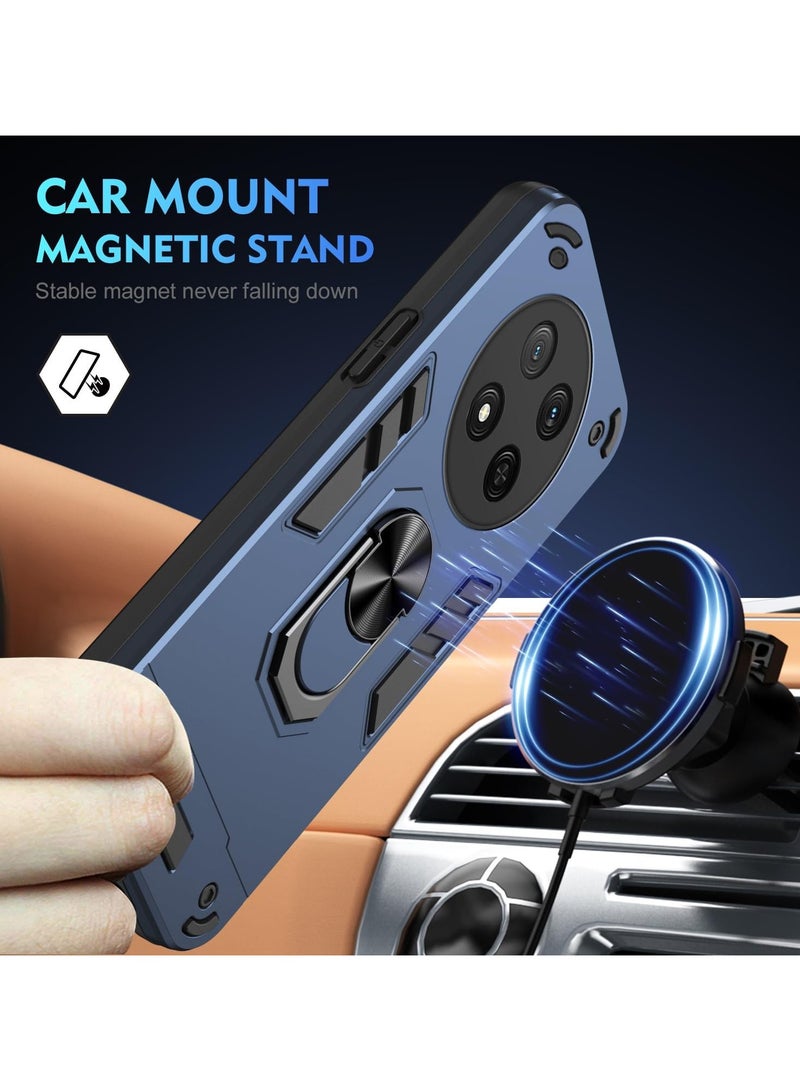 Honor X9c 5G Case Cover with  Kickstand ,Kickstand Shell Back Cover Scratch-Resistant Shock-Absorbing Protector Accessories, Kickstand Stand Magnetic Car Ring Holder Protection (Blue) - Image 3