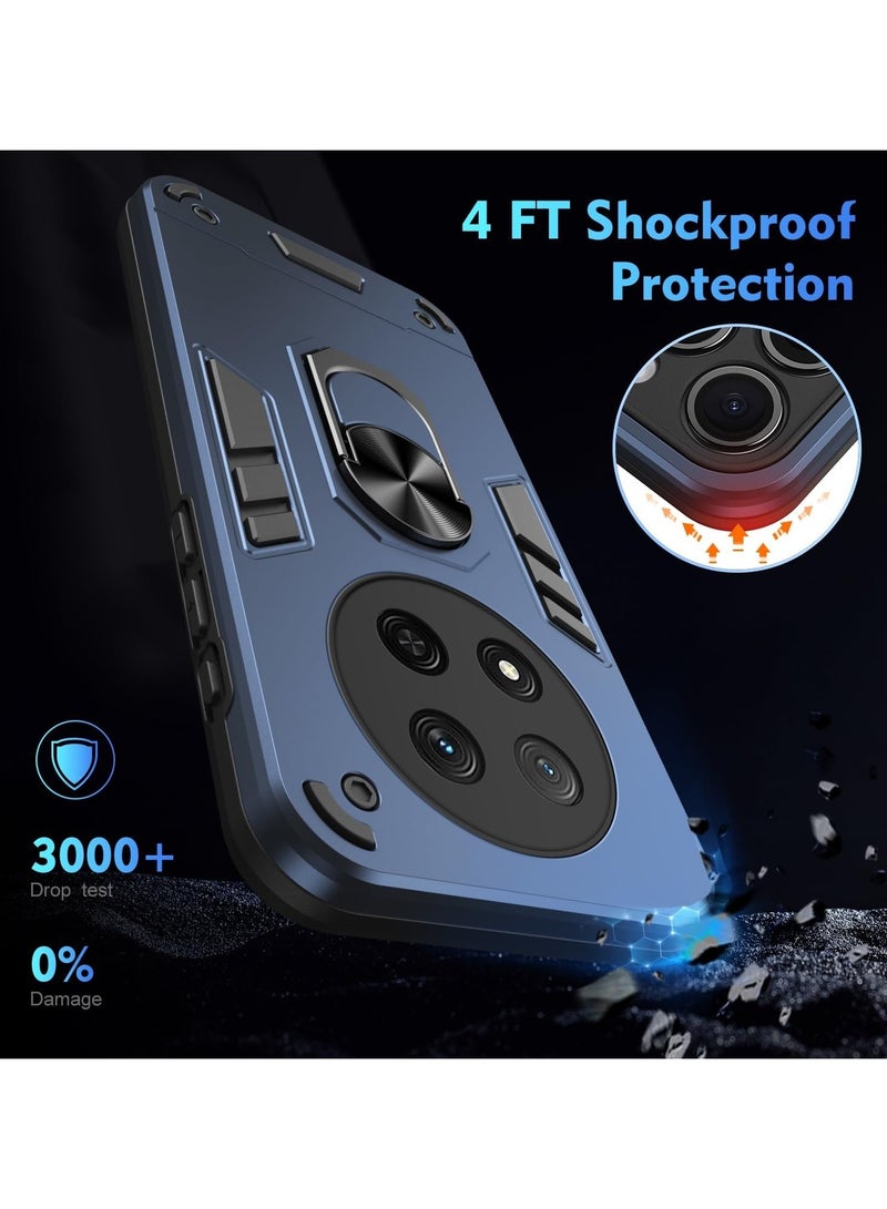 Honor X9c 5G Case Cover with  Kickstand ,Kickstand Shell Back Cover Scratch-Resistant Shock-Absorbing Protector Accessories, Kickstand Stand Magnetic Car Ring Holder Protection (Blue) - Image 4