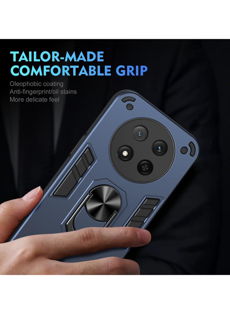 Honor X9c 5G Case Cover with  Kickstand ,Kickstand Shell Back Cover Scratch-Resistant Shock-Absorbing Protector Accessories, Kickstand Stand Magnetic Car Ring Holder Protection (Blue) - Image 5