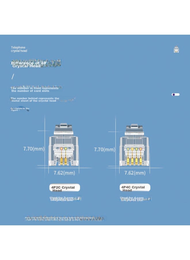 Shochan Sq-wd12j, Engineering-grade 2-core Telephone Crystal Head, 4p2c Crystal Head, Pure Copper Gold-plated Rj11 Voice Cat3 Two-core Telephone Line Plug Connector, 30 Pieces/bag - Image 2