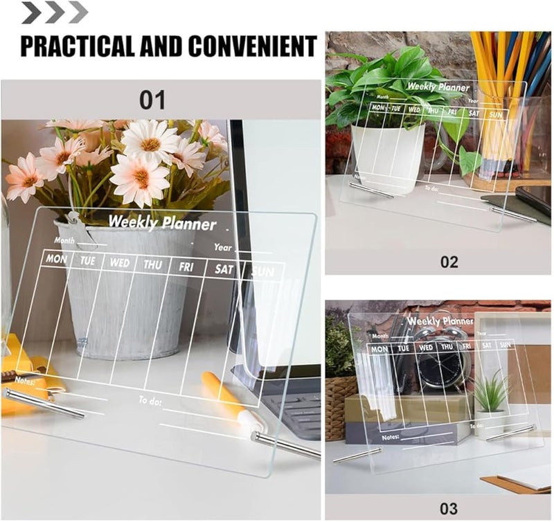 لوح مذكرة أكريليك شفاف قابل للمسح، منظّم سطح المكتب، لوح ملاحظات للمنزل والمكتب واستخدام الطلاب - Image 4