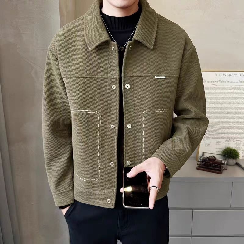 Laps Loosen regular Popular American Style Three Bars Sports Style Jacket Boys Long Sleeve Spring Autumn Winter Jacket Green - Image 3