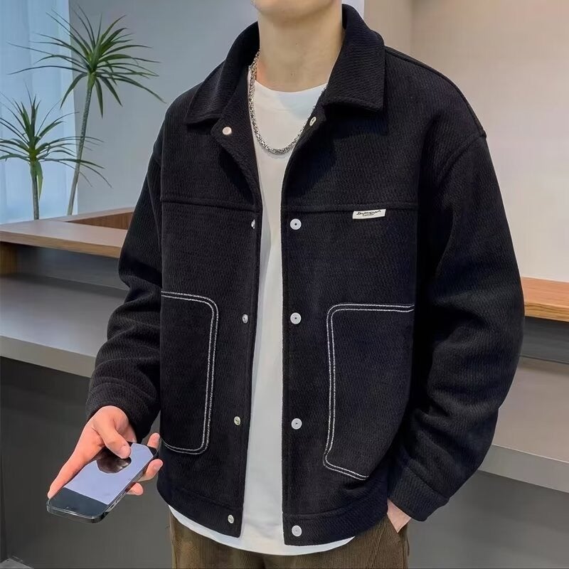 Laps Loosen regular Popular American Style Three Bars Sports Style Jacket Boys Long Sleeve Spring Autumn Winter Jacket Green - Image 4