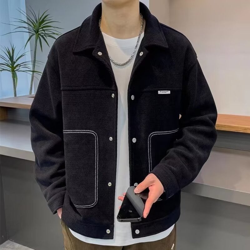 Laps Loosen regular Popular American Style Three Bars Sports Style Jacket Boys Long Sleeve Spring Autumn Winter Jacket Green - Image 2