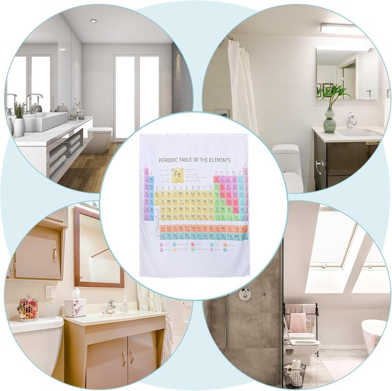 Zerodeko Periodic Table Bath Curtain Waterproof Polyester Hanging Shower Curtain 150x180cm Educational Science Bathroom Decor Privacy Protective - Image 3