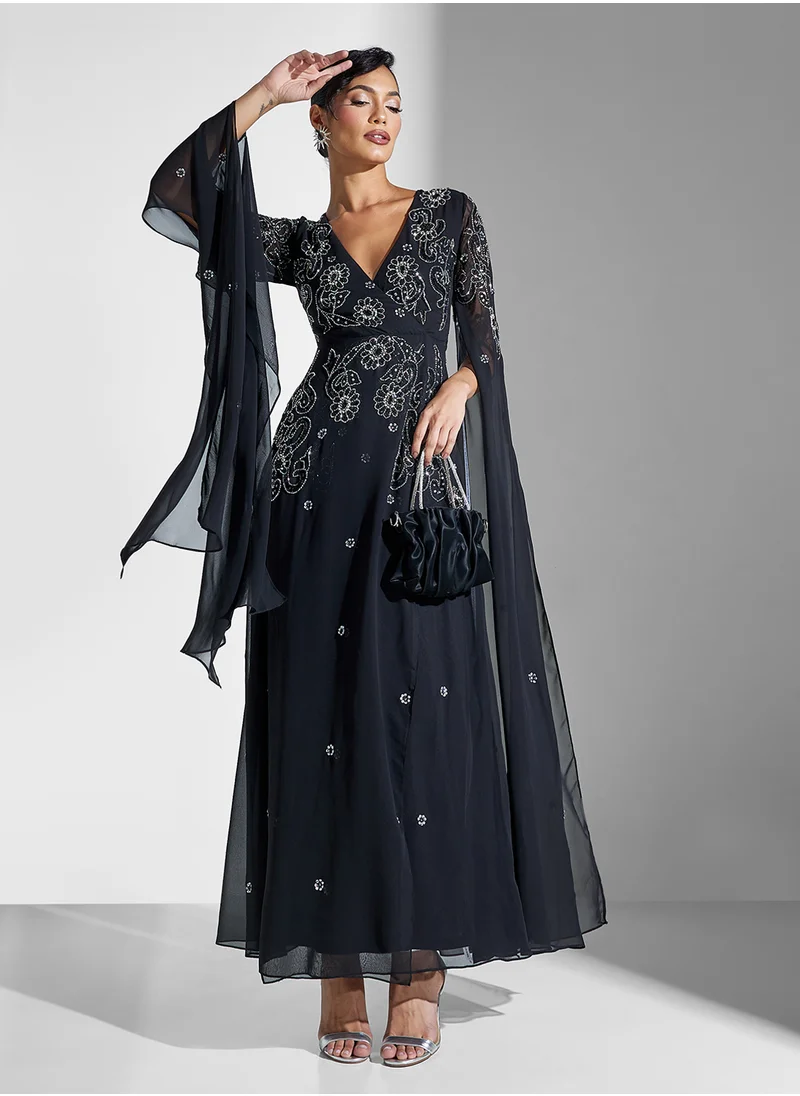 Frock and Frill Embellished Maxi Dress