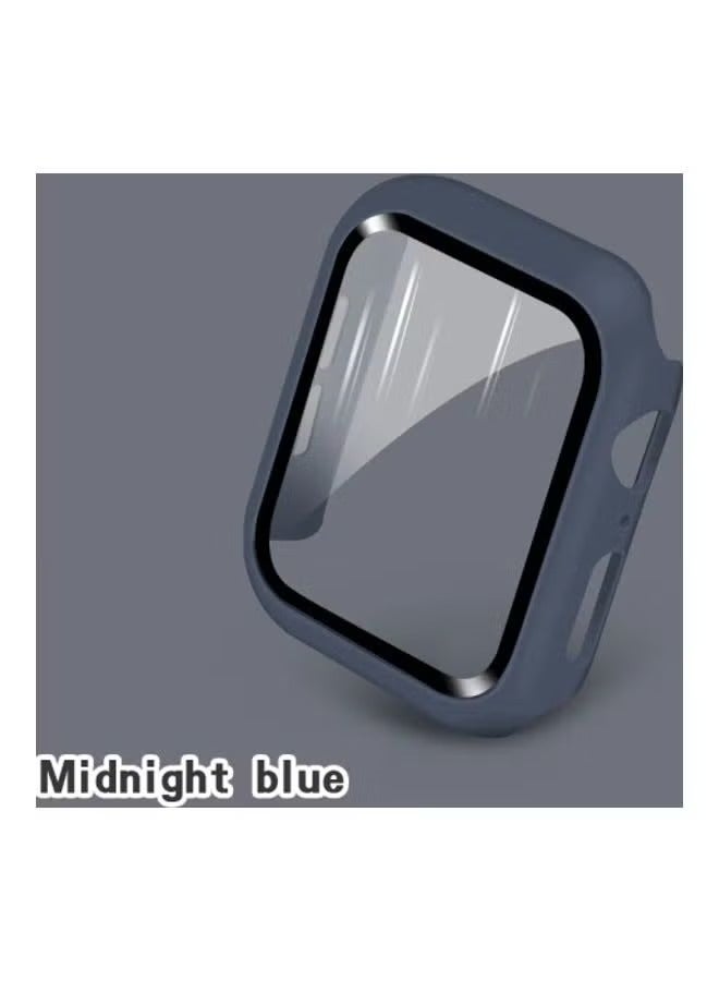 Protective Case Cover with Tempered Glass Screen Protector for Apple Watch Series 4/5/6/SE 40mm Dark Blue - Image 2