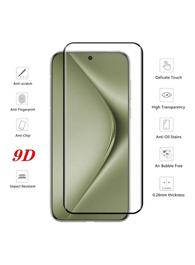 Tempered Glass For Huawei Pura 70 Ultra Full Glue Edge-to-Edge Glass 9H Hardness Anti Finger Print Anti Scratch Glass 3D Curved Edges 5D Glass for Pura 70 Ultra Clear/Black - Image 2