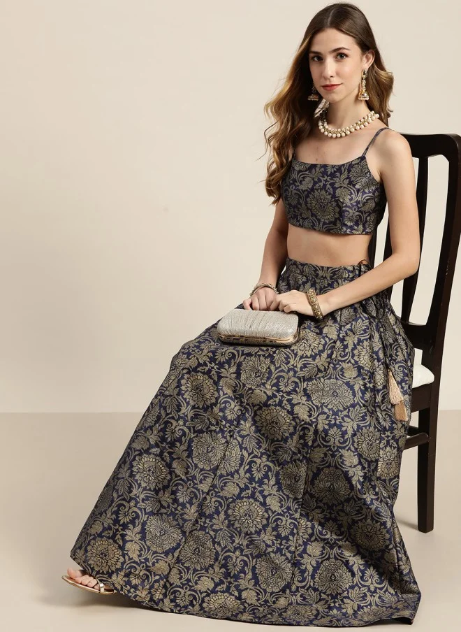 SASSAFRAS Flared Maxi Skirt for Women in Deep Navy Blue
