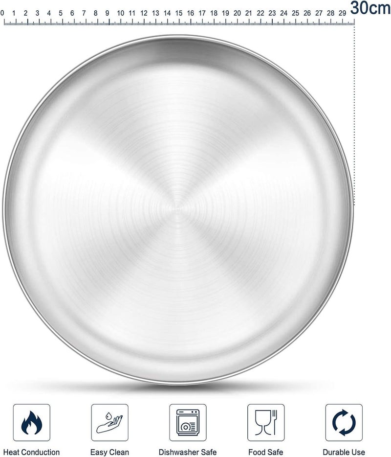 No brands 12 Inch Pizza Baking Tray Set of 3, Homikit Round Pizza Baking Sheet Stainless Steel Pizza Oven Tray, Baking Roasting Serving Pizza Pan Bakeware, Healthy & Durable, Matt Finished & Dishwasher Safe - Image 2