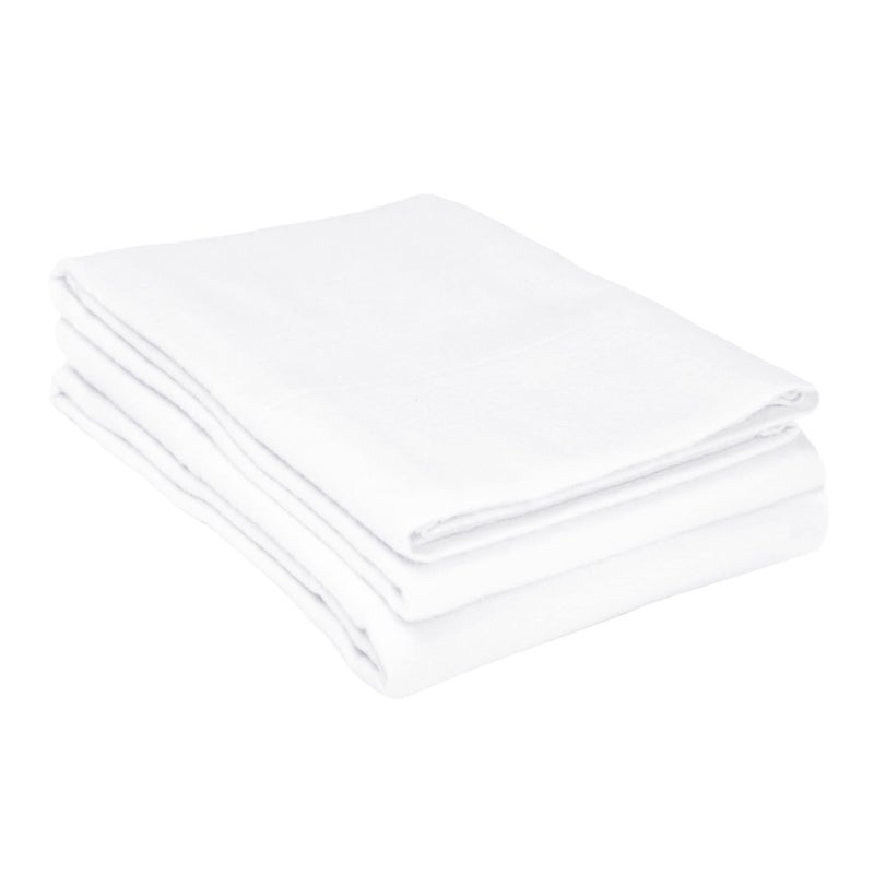 Superior Flannel Cotton Pillowcase Bedding Set Set Includes 2 Pillow Covers Solid Contemporary Bedroom Accent Modern Traditional Soft Breathable and Plush Standard White
