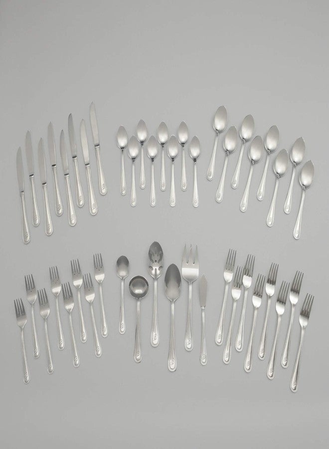 RiverRidge Monogrammed Beaded Flatware Set - T - 46-Piece Silverware with Custom Letter Stamp, 18/0 Stainless Steel Utensils Set for Daily Use & Special Occasions - Dishwasher Safe, Versatile Design - Image 3